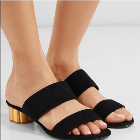 Salvatore Ferragamo Belluno black floral heel slide sandals - Picture 1 of 11